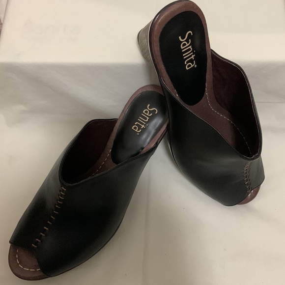 Sanita Black Peep Toe High Heel Slide Sandals EUR 40 US 8 - Picture 4 of 4